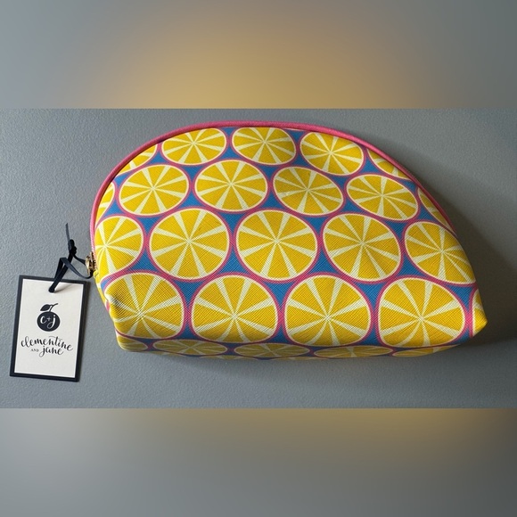 clementine and jane Handbags - Clementine & Jane Yellow Citrus lemon dome Cosmetic Bag